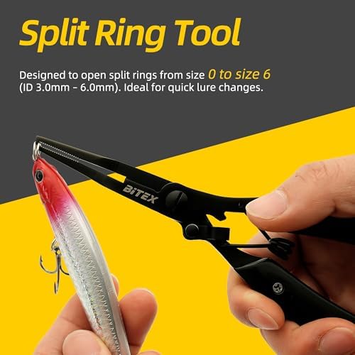 BiteX Fishing Pliers with Split Ring Tip and Braid Cutter, Saltwater - Image 5