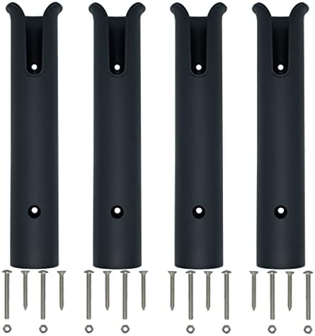 Fishing Rod Holder Racks Bracket Wall Mounted Boat Side Mount Tool Holder Tube Links with Screws 2/4/6 Pole Tube (4-Tube Black) by HIUMI