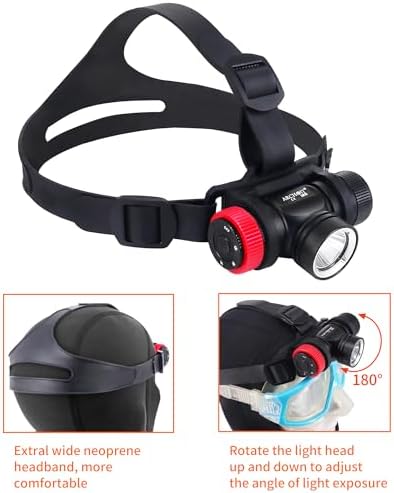 ARCHON DH10 Diving Headlamp Underwater Hand-Free Lighting Dive Light, 1200 Lumens Submarine Rechargeable Headlight with Wider Headband and Top Headband - Image 5