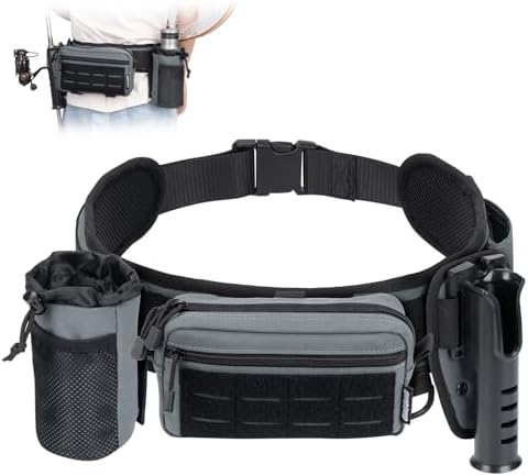 Fishing Wading Belt with Rod Holder & Waist Pack – Adjustable Fishing Belt with Detachable Tackle Bag Fishing Tool Tackle by QualyQualy