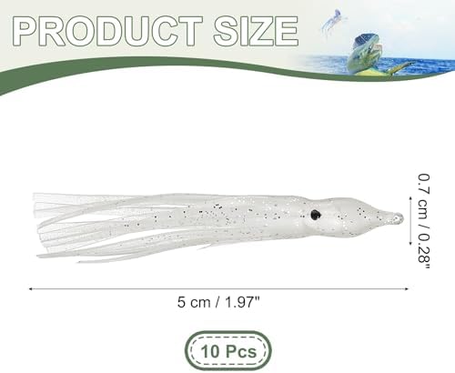 Fishing Squid Skirts, Glow Soft Plastic Trolling Lures Luminous -Fitting for (Bass/Trout/Salmon/Saltwater/Fishing Bait) - Image 2