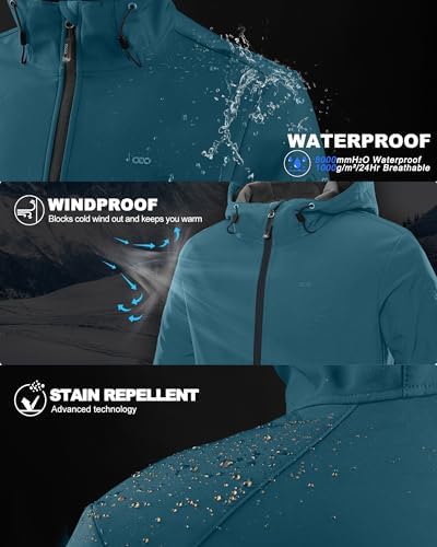 33,000ft Men's Hooded Fleece Lined Rain Shell Jacket Waterproof Lightweight - Image 3