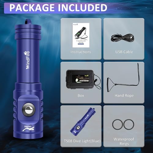 WINDFIRE TS08 Diving Flashlight Rechargeable Bright Scuba Dive Light 3-Mode - Image 4