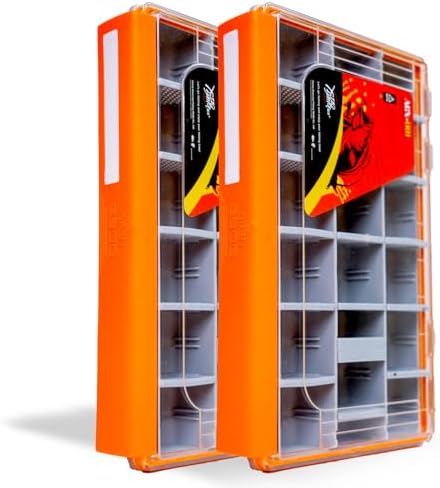 Deluxe Fishing Tackle Box, Waterproof 3600 and 3700 Tackle Trays, Organizer with Removable Dividers, Sealed Lure Box and Terminal Tackle Storage (2, 3600 Orange) by TcakeloxProAnglerSupply