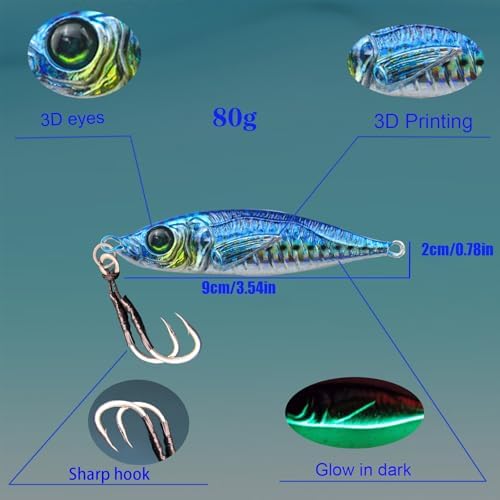 2Pcs Slow Pitch Jigs Lures Fishing Jigs Saltwater Speed Jigging Slow with Butterfly Hook Fishing Lures Sinking Metal Spoons for Saltwater Fishing by JiataiFishing