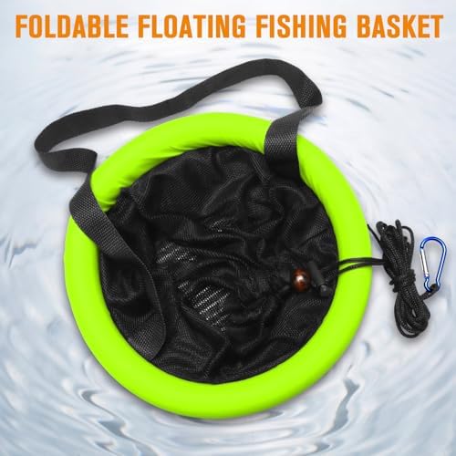 Dovesun Floating Fishing Basket, Collapsible Fishing Net Portable Nylon-mesh | Coated Nylon Net Bait Storage Cage for Keeping Crayfish Minnows Leaches and Other Live Baits - Image 2