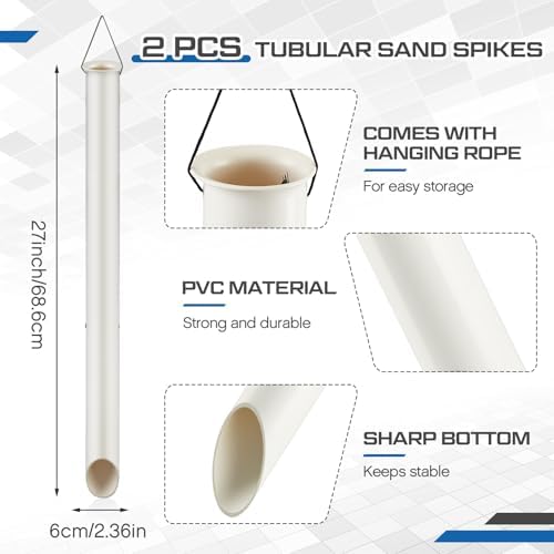 DoubleFill Tubular Sand Spikes for Surf Fishing PVC Surf Shore and Beach Fishing Rod Holder Sand Spike for Beaches, Rivers and Sandy Beaches - Image 2