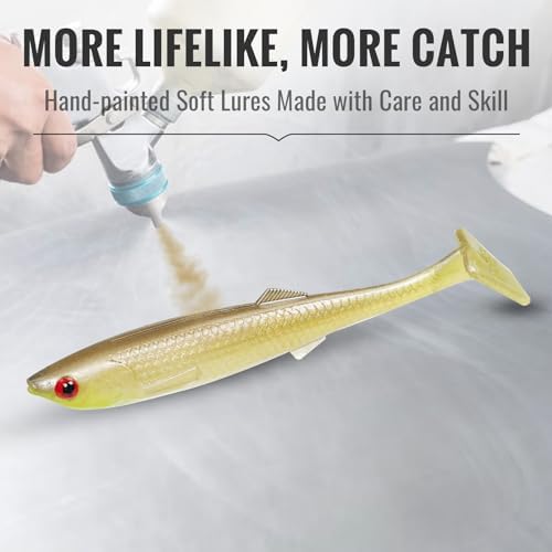 TRUSCEND Shadtale Easy Catch Soft Fishing Lures with BKK Hooks - Trembly Sinking and Vibrating Swim for More Bites, Pre-Rigged Swimbaits for Bass, Trout, Crappie, Walleye, Freshwater Saltwater Fishing - Image 4