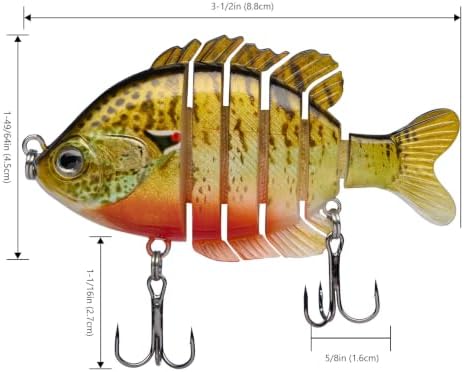 BASSDASH SwimPanfish Multi Jointed Bluegill Bass Fishing Lure Swimbaits - Image 2