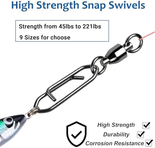 AMYSPORTS High Strength Snap Swivels Stainless Bearing Rolling Fishing Swivel Freshwater Snap Swivels Fishing Clip Steel Black Nickel - Image 4