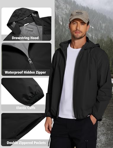 COOFANDY Men's Light Rain Jacket Packable Waterproof Raincoat Windbreaker - Image 4
