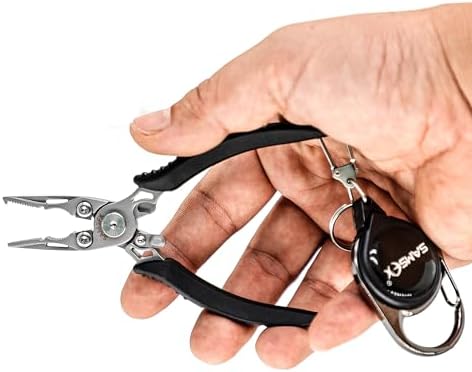SAMSFX Mini Snap Split Ring Fishing Pliers with Retractors Combo, Scissors Braid Cutters, Lightweight Stainless Steel Fly Fishing Tools, Split Ring Pliers, Hook Remover - Image 6
