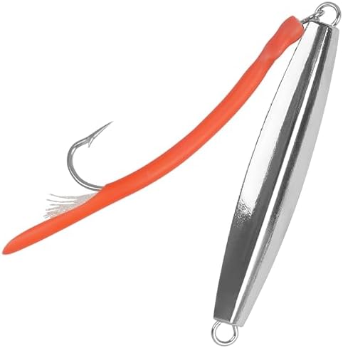 Diamond Jig Saltwater Fishing Lures Casting Jigging Spoon with Tube Tail Stainless Steel Hooks Trolling Lures Striped Bass Metal Jig for Deep Sea Surf Fishing Bottom Dragging Sinking by AGOOL