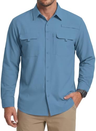 WULFUL Men's Sun Protection Fishing Shirts UPF 50+ Lightweight Quick Dry Cooling Long Sleeve Shirts for Work Hiking Safari by WULFUL