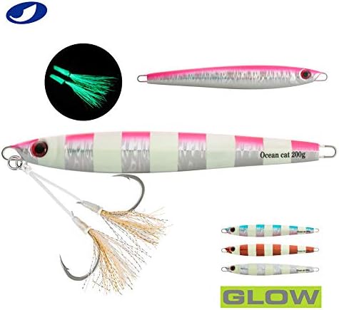 OCEAN CAT 1 PC Slow Fall Pitch Fishing Lures Sinking Lead Metal Flat Jigs Jigging Baits with Hook for Saltwater Fishing 4 Colors 160G/200G - Image 5