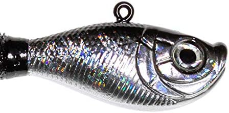 Charlie's Worms Dipper Holographic Bucktail Fishing Lure – Premium Hair Jig for Saltwater & Freshwater Fishing – 3D Holographic Eye, Glow in the Dark Paddle Tail, Hand Tied with Tinsel (3/8 oz - 8oz) - Image 2
