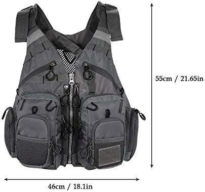JKSPORTS Fly Fishing Vest - Fishing Safety Life Jacket for Swimming, Sailing, Boating, Kayak - Floating Multifunction Breathable Backpack for Men and Women - Adjustable, Grey/Green/Red/Blue - Image 2