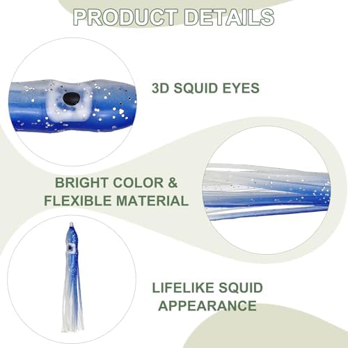 Fishing Squid Skirts, Glow Soft Plastic Trolling Lures Luminous -Fitting for (Bass/Trout/Salmon/Saltwater/Fishing Bait) - Image 3