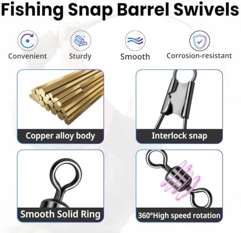 Natufish Fishing Snap Swivels & Barrel Swivels 50Pcs with Smooth Rotation - Image 2
