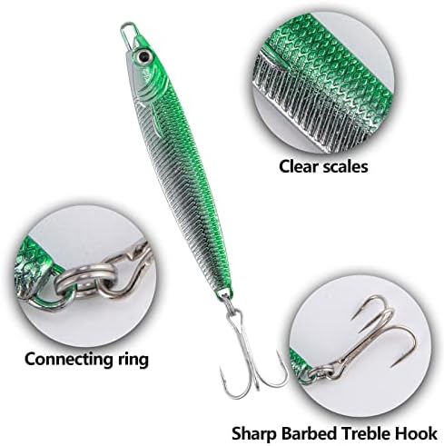 Dr.Fish Fishing Jigs Jigging Spoon Saltwater Fishing Lure Casting Metal Spoon Surf Fishing Mackerel Striper Lures Stinger Bluefish Vertical Diamond Jig - Image 3