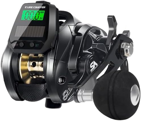 Line Counter Digital Baitcasting Fishing Reel with LCD Display Ultralight Baitcaster Reel, 22-35 Lb Max Drag, 6.3:1/7.2:1 Gear Ratio, Left/Right Hand, for Freshwater & Saltwater by SAMOLLAFishing