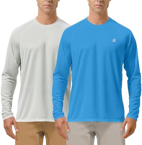 Roadbox Men's UPF 50+ UV Sun Protection Shirts, Long Sleeve Swim Rash Guard by Roadbox