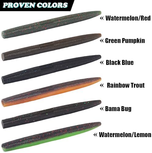 Wacky Worms Soft Plastic for Bass Fishing Lures–100 Pack 4" & 5" Stick Baits Wacky, Texas, Neko & Drop Shot Rigs–Bulk Soft Lure - Image 5