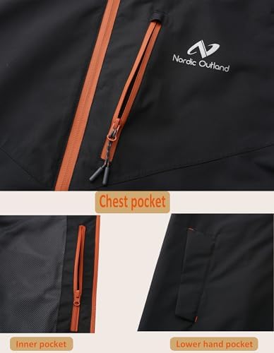 NORDIC OUTLAND Rain Jacket Men,Waterproof Breathable Long Raincoat with Hood Mesh Lining,Windbreaker for outdoor activities - Image 3