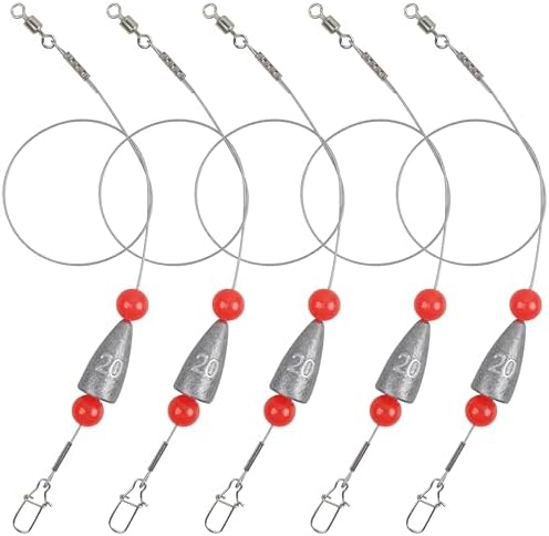 Carolina Rig Sawater Bass Fishing Kit Ready Tied Fishing Steel Leaders with Sinkers Weights Catfish Flounder Rigs for Saltwater Walleye Trout 3/8oz 1/2oz 3/4oz by Shaddock+Fishing