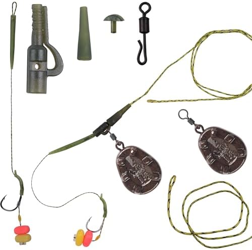 Carp Fishing Hair Rigs Fishing Accessories Set Carp Sinker Weights Bait Rig Set Up Swivels Hooks Corn Bait Leader Rigs for Bass Catfish Fish Tackle Rigs - Image 2