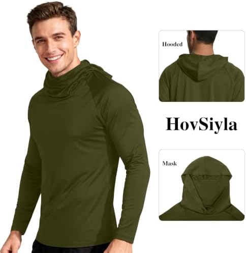 HovSiyla Mens Fishing Hoodie UV Sun Protection Shirts UPF Rash Guard Long Sleeve Shirts Hiking Performance Mesh Face Mask Top - Image 5