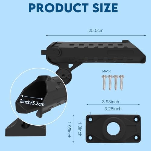 Fishing Rod Holder for Kayak & Boat with Side Deck Mount, 360 Degree Adjustable, Compatible with Spinning, Casting, Fly Reels - Image 7