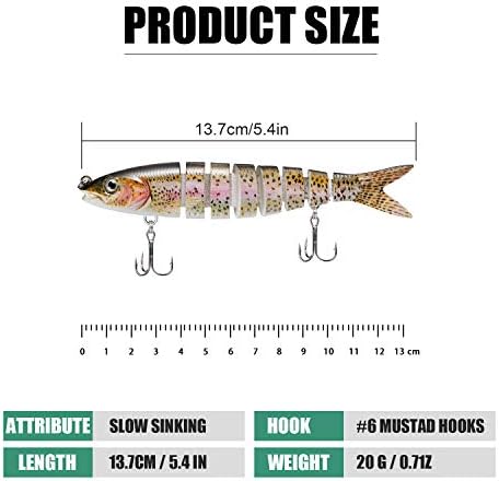 TRUSCEND Swimmax Easy Catch Fishing Lures with BKK Hooks, Wiggling, Vibrating, Rattling and Gurgling for More Bite, Heavy-Duty Dyneema Fiber Jointed Swimbaits for Bass, Trout, Walleye, Crappie, Pike - Image 2