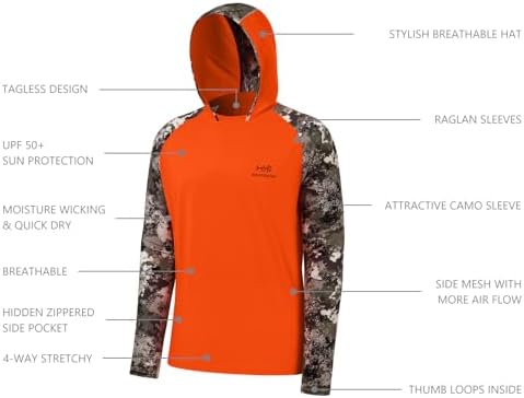 BASSDASH Men’s UPF 50 Performance Fishing Shirt Cooling Hoodie Camo Long Sleeve FS17M - Image 4