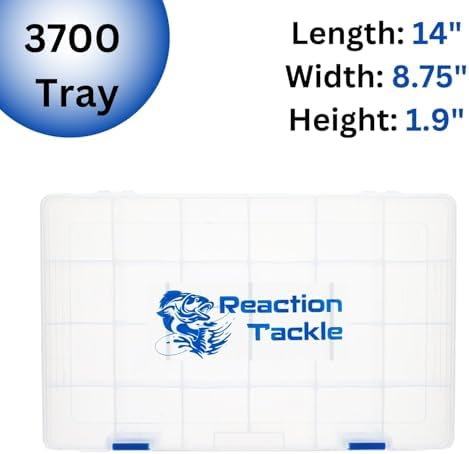 Reaction Tackle Basic Tackle Trays, Clear Plastic Utility Box Organizers with Removable Dividers for Lures, Hooks and Terminal Rigs, Fits Tackle Bags and Boxes - 3700 (2-Pack) - Image 6