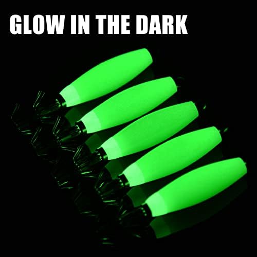 OROOTL Squid Jigs Saltwater Fishing Lures, 5/10pcs Glow Squid Jig Hooks Luminous Cuttlefish Sleeve Octopus Jig Baits Night Fishing Octopus Lures Set with Tackle Box - Image 2
