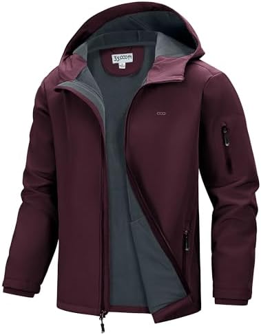 33,000ft Men's Hooded Fleece Lined Rain Shell Jacket Waterproof Lightweight by 33000ft