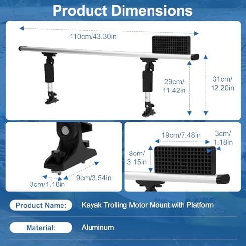 Kayak Trolling Motor Mount Kit,Trolling Motor Mount Bracket & Fishing Accessories Mount Platform for Kayak,Fishing Kayak Aluminum Sliding Mechanism Trolling Motor Mount - Image 5