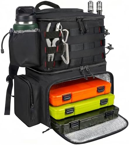 MATEIN Fishing Backpack, Tackle Storage Bag with Rod Holders & Cooler by MATEIN