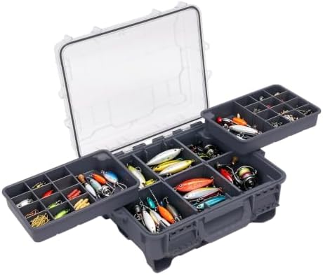 Fishing Tackle Box 3 Tiers Lure and Accessory Storage Organizer with Removable Tackle Tray Grey Tackle Trays for Anglers (Grey) by Unknown