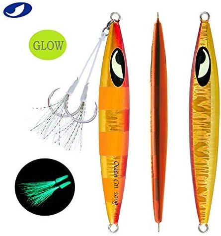 OCEAN CAT Lead Metal Flat Slow Fall Pitch Fishing Jigs Lures Sinking Vertical Jigging Bait with Butterfly Hook for Saltwater Fishing - Image 2