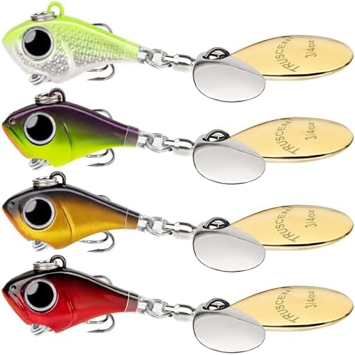 TRUSCEND Swim or Jig Fishing Spinner Baits for Freshwater and Saltwater, Rooster Tail Fishing Lures for Trout Bass Walleye Crappie Salmon Pike, Blade Bait with Copper Blade by TRUSCEND
