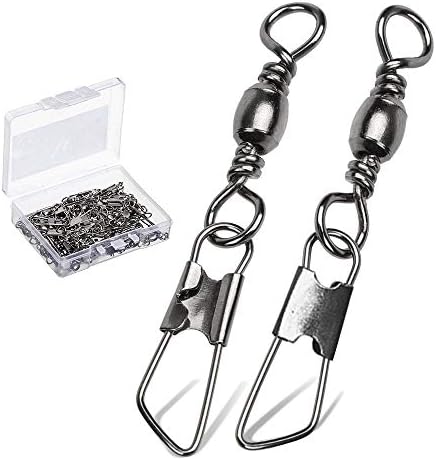 AMYSPORTS Stainless Steel Snap Swivel Saltwater High Strength Snaps Fishing Barrel Line Connector Fishing Swivels Barrel Safety Snap Fishing Tackle Stainless Steel Accessories by AMYSPORTS