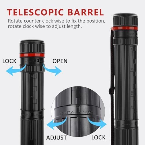 DEWEL Poster Tube 30"-51", Telescoping Blueprint Holder Art Tube with Strap - Image 5