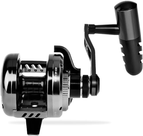 Jigging Reel Conventional Reels - Lever Drag Saltwater Heavy Duty Deep Ocean Big Game Offshore Round Aluminum Trolling Reel - Black Saltwater Jigging Fishing Reels by KATUYSHA