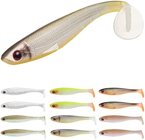 TRUSCEND Shadtale Easy Catch Soft Fishing Lures, Unique Vibration and Action for Various Rigs, Paddle Tail Swimbaits Trailer for Bass, Trout, Crappie, Walleye, Redfish, Saltwater & Freshwater Fishing by TRUSCEND