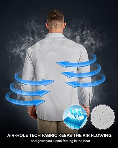 33,000ft Men's Long Sleeve Sun Protection Shirt UPF 50+ UV Quick Dry Cooling Fishing Shirts for Travel Safari Camping Hiking - Image 2