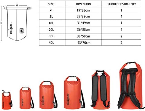 Unigear Floating Waterproof Dry Bag for Kayaking, 2L/5L/10L/20L/30L/40L - Image 2