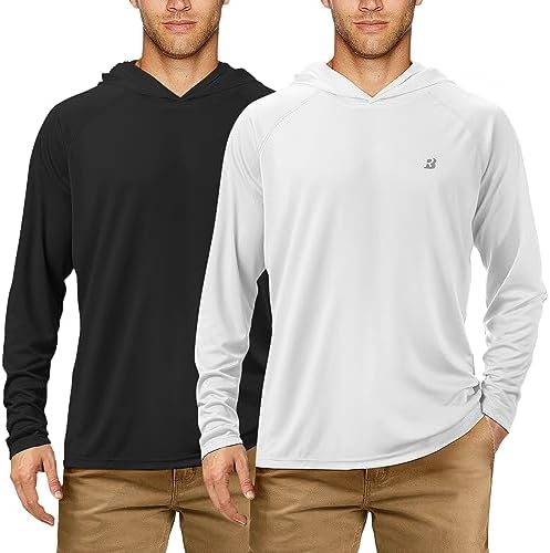 Roadbox Mens Fishing Sun Hoodie, Long Sleeve UPF 50+ UV Protection Shirts by Roadbox
