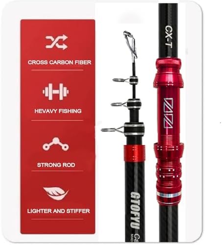 Telescopic Fishing Rod, Carbon Fiber Travel Surf Rod, Spinning Power Lure 2-9Oz, 20-50LB，Medium-Heavy Throwing Surfcasting Baitcasting Pole, Distance Throwing Fishing Rod - Image 2